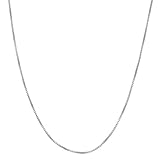 Sterling Silver 0.8mm Box Chain Necklace (14, 16, 18, 20, 22, 24, 30 or 36 inch - white or yellow)