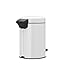Brabantia New Icon Step Trash Can (0.8 Gal/White) Soft Closing Kitchen Garbage/Recycling Can with Removable Bucket