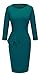 Homeyee Women's Chic Wear to Work Crew Neck Pencil Dress B228 (L, Turquoise)