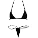 iEFiEL Women Micro G-String Bikini 2 Piece Sliding Top Thong Small Bra (Black)