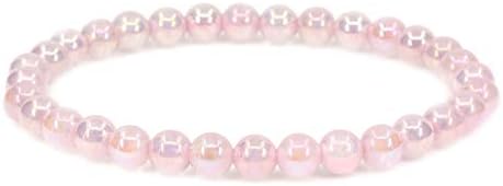 Gem Semi Precious Gemstone 6mm Round Beads Stretch Bracelet 7 Inch