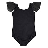 STELLE Girl's Cotton Ruffle Short Sleeve Leotard for Dance, Gymnastics and Ballet (Toddler/Little Girl/Big Girl)