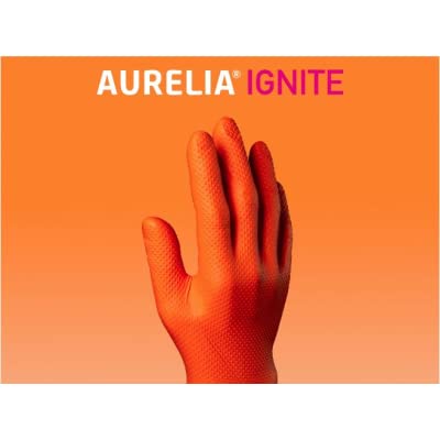 IGNITE STRONG ORANGE NITRILE, POWDER FREE, DISPOSABLE, EXTRA STRONG - BOX OF 100 - UK SELLER (Medium)