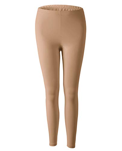 MOLLDAN Women's Long Johns Baselayer Thermal Underwear Tops & Bottom Set with Fleece Lined(L,Nude)