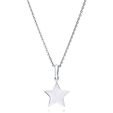 BERRICLE Sterling Silver Star Fashion Pendant Necklace for Women, Rhodium Plated 18 inch
