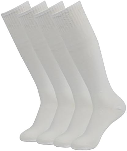 Athletic Socks,Feelingway Unisex Knee High Volleyball Softball Socccer Socks 4 Pairs-White
