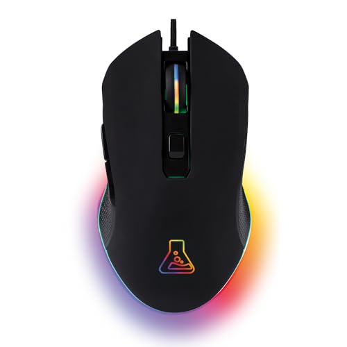 Kult Helium - RATÓN Gaming - 800 a 3200 dpi Sensor óptico, Retroiluminación 7 Colores LED, 6 Botones - Ratón de Juego cómodo y Ligero - Compatible con PC/Mac/Xbox One / PS4/PS5 (con Cable)