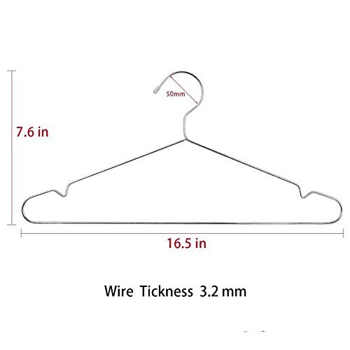 JUNING Set of 40 Stainless Steel Strong Metal Wire Hangers Clothes Hangers 16 Inch