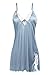Ekouaer Ladies Silky Lace Chemise Satin Nightgown Plus Size,Blue,Medium