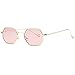 AEVOGUE Unisex Sunglasses Small Metal Frame Asymmetry Temple AE0520 (Gold&Pink, 56)