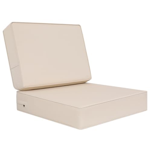 Photo 1 of AAAAAcessories Outdoor Deep Seat Cushions, Foam Pillow, Waterproof, Fade-Resistant Patio Furniture Replacement Cushions, 24" x 24" x 5", Sandstone Beige