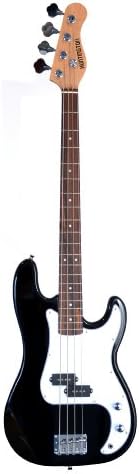 Full Size 4 String BLACK Precision P Electric Bass Guitar with Gig Bag and Accessories (Includes, Strap, String, & DirectlyCheap(TM) Translucent Blue Medium Guitar Pick)