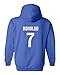 SMARTZONE Soccer Shirt #7 Cristiano Ronaldo Juve CR7 Boys Girls Youth Hooded Sweatshirt (Royal, Youth Large)