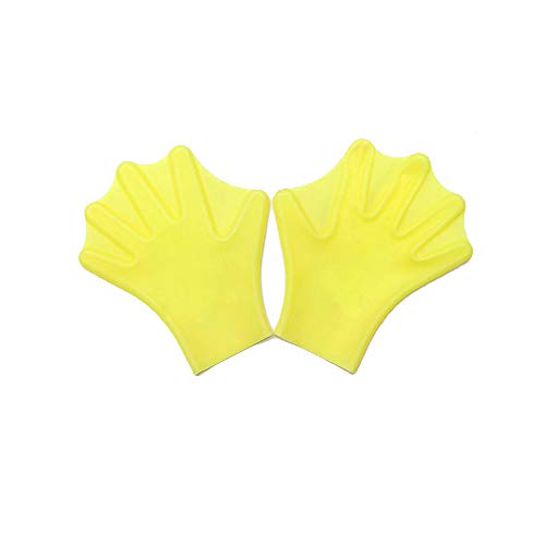 Potelin 1 Pair Duck Palm Diving Gloves Swim Webbed Gloves for Water Aerobics Fit Webbed Swimming Resistance Gloves Yellow