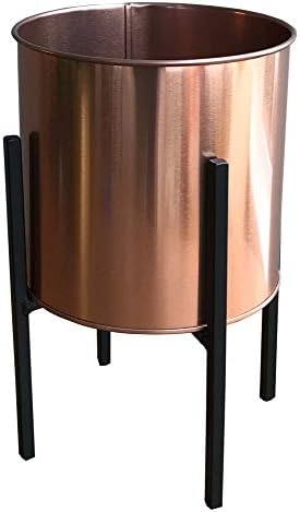 marymarygardens Copper Coloured Metal Planter on Black Metal Stand