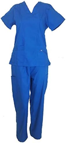 Medical Nursing Scrub Set UNISEX top pant sizes XS S M L XL 2XL (M, Royal)
