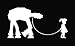 Girl Walking Robot Star Wars at-at Decal Vinyl Sticker|Cars Trucks Vans Walls Laptop|White |8 x 4 in|CCI442