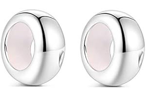 Clip Stopper Charms Sterling Silver Rondelle Spacer Bead Charm Stopper Charm for Pandora Charm Bracelets