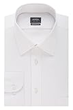 Arrow Men's Poplin Regular Fit Solid Spread Collar Dress Shirt, White, 18-18.5