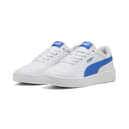 Tenis Unisex Court Classic Clean Jr para niños, Puma Blanco y Azul montaña, 4 UK