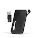 Black Mini Portable Charger - 4,000mAh External Battery Pack - Ultra Slim and Light with Built-in AC Plug and Micro USB Cable - Charges iPhone, Android and More - Pocket Juice by Tzumi