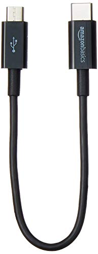 AmazonBasics Type-C to Micro USB Cable - 6 Inches (15.2 Centimeters) Ideal for Powerbanks- Black