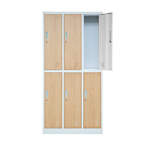 Jan Nowak Schließfachschrank 3B2A Wertfachschrank Metallspind Umkleideschrank 6 Fächer Stahlblech Pulverbeschichtet 185 cm x 90 cm x 45 cm (H x B x T)