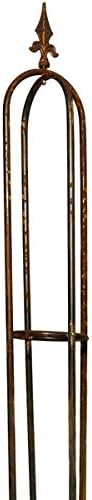 Round Wood Trading Small Wrought Iron Fleur De Lys Finial Obelisk/Garden Ironwork/Ornamental/Rust