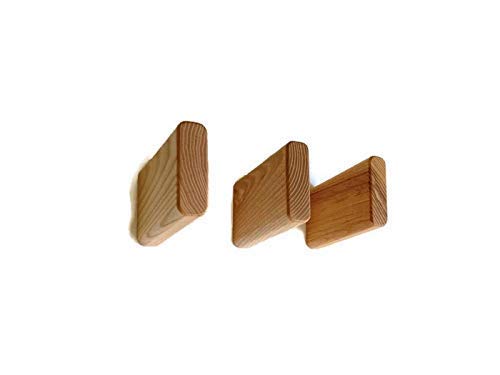Natural Wooden Coat Hooks Wall Mounted made from an Ash wood (Set of 2)
