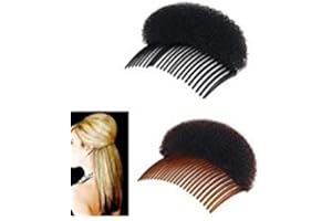 LUZEN 2Pices(1Black+1Brown) Women Bump It Up Volume Hair Base Styling Clip Stick Bum Maker Braid Insert Tool Do Beehive Hair Styler Party Hair Accessories with Comb