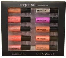 Exceptional-Because You Are 10 Piece Mini Lip Gloss Set Each .04 Oz/1.2 Ml