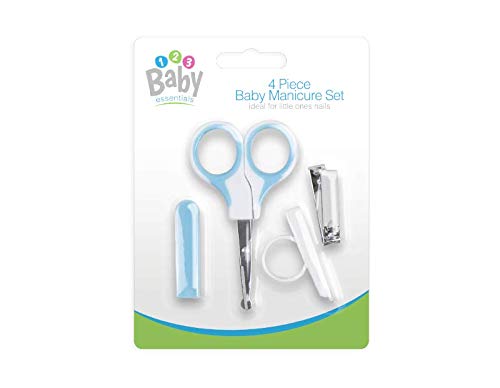 Baby Manicure Pedicure Grooming Kit for New-Borns, Infant & Toddler Babies (Set of 4) (Blue)