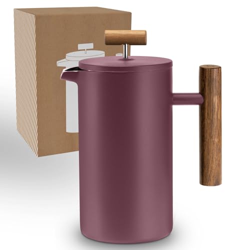 LAMBDA COFFEE® Thermo French Press 1l Edelstahl I 3 Größen erhältlich I Kaffeebereiter aus Edelstahl I Doppelwandig: Hält lange Warm I Kaffeezubereite