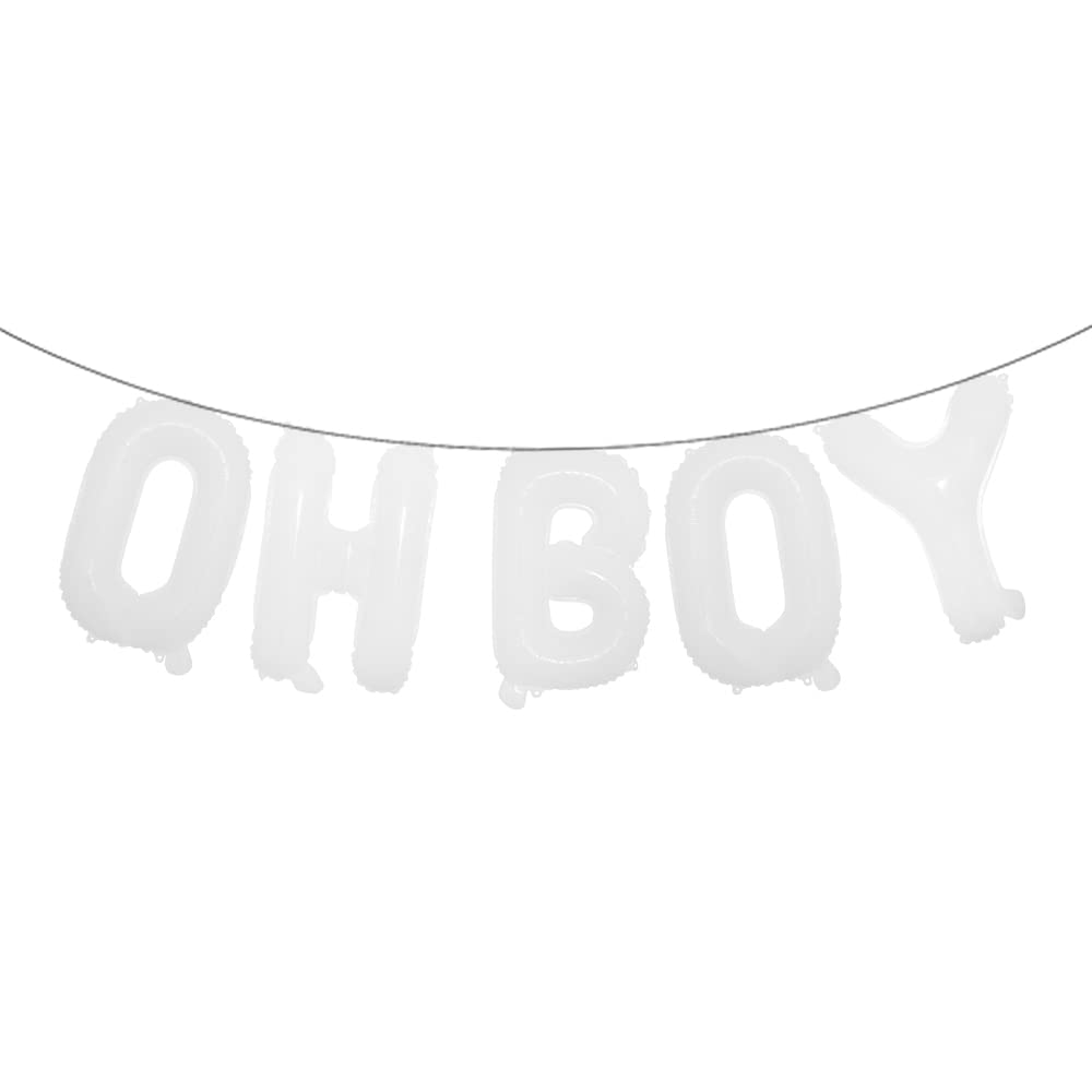 Photo 1 of 16 inch Oh Boy Balloons Banners Alphabet Foil Letter Balloon Decoration with Rope for Baby Shower Birthday Party Gender Reveal Party (OH BOY White)