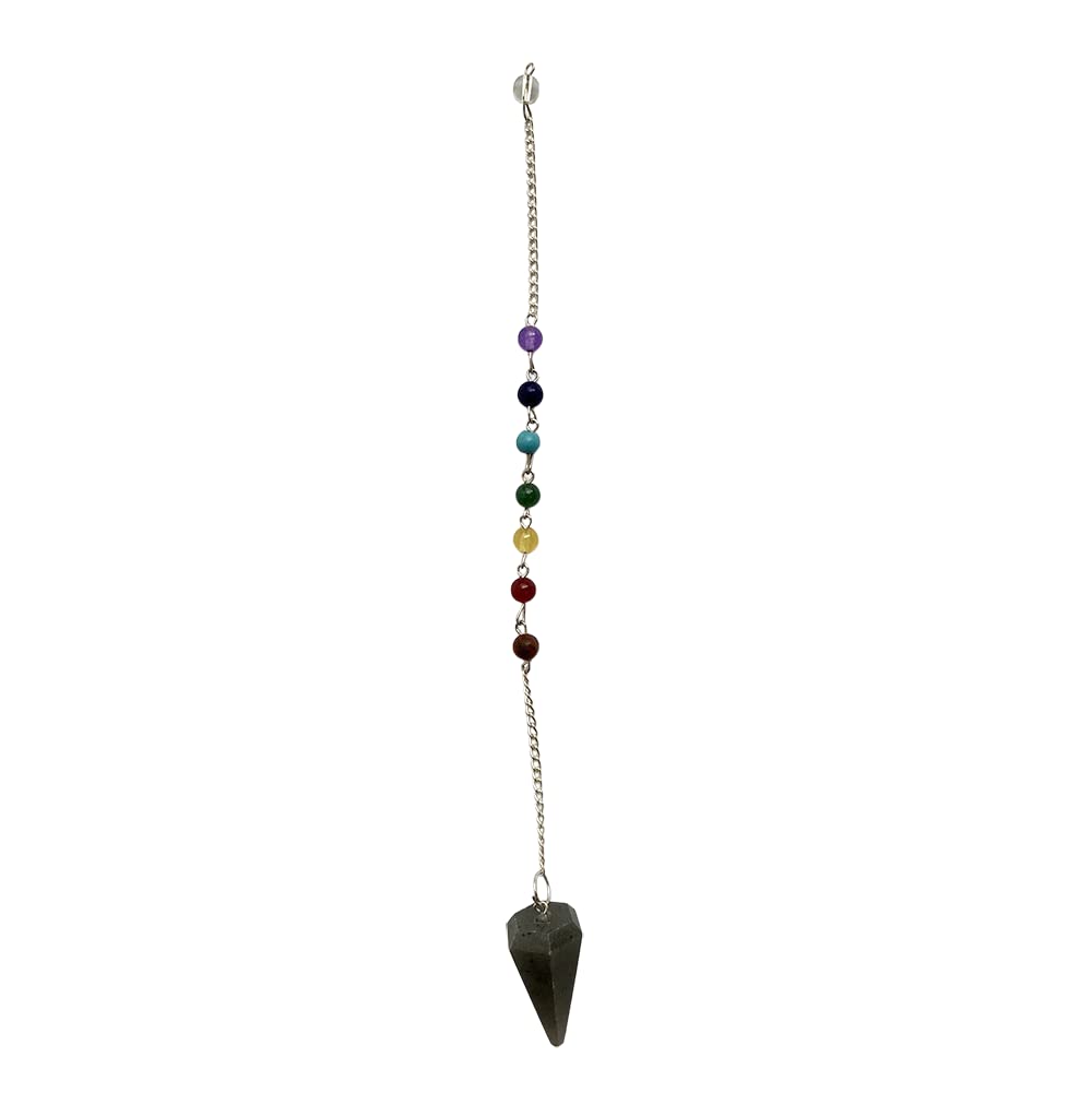 VIE Pendulum with 7 Chakra Beaded Chain (Grey Agate) — image 1