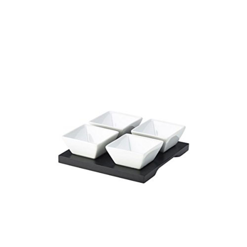 Genware NEV-1653B Square Base supplied with 4 dishes, 6.5 cm x 3 cm (W x H), 15 cm (Pack of 4)