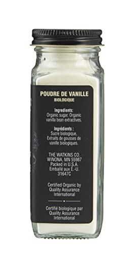 Watkins Gourmet Organic Spice Jar, Vanilla Powder, Non-GMO, Kosher, 96 g