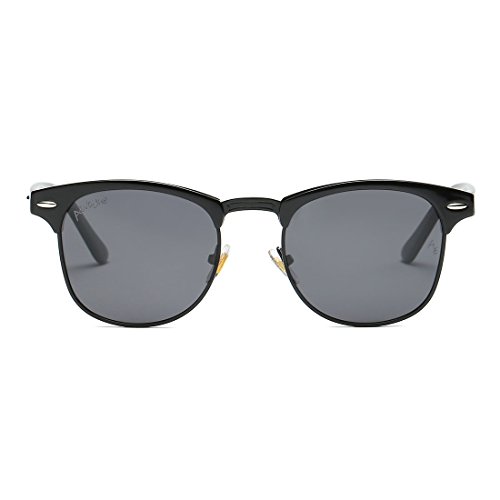 AEVOGUE Polarized Sunglasses Semi-Rimless Frame Brand Designer Classic AE0369 (Black&Black Frame, 48)