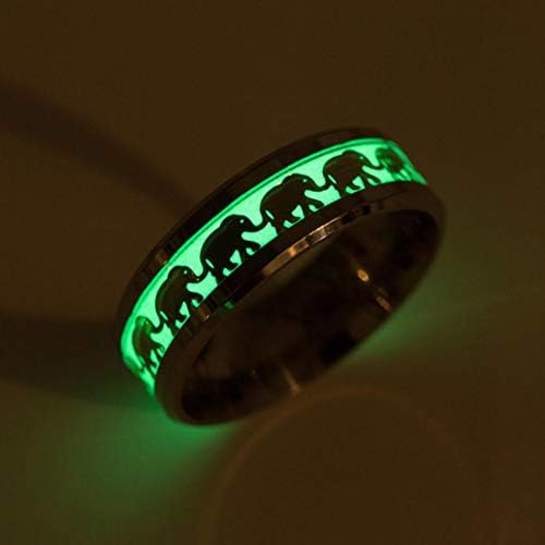 Glow in the Dark Elephant Ring Luminous Animal Pattern Decoration Ring Silver Fashion Charming Jewelry Accessories Gifts Clearance for Women Men Boys Girls - Size 5-13 (8)