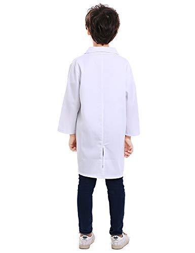 TOPTIE Kids Scrubs White Lab Coats for Scientists or Doctors-White-8