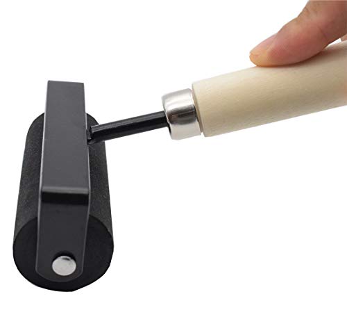Rubber Roller, Ideal for Anti Skid Tape Construction Tools, Print, Ink and Stamping Tools (3-Inch, Black Roller/Wooden Handle)