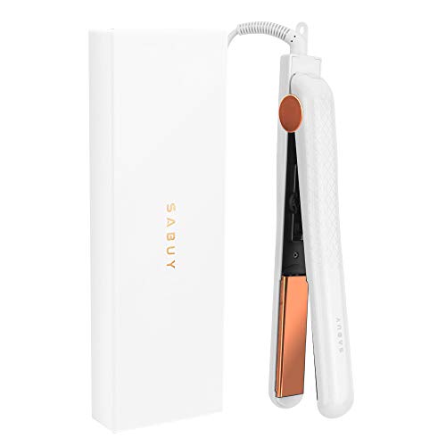 SABUY 1 Inch Nano Titanium Flat Iron for Hair, Professional Hair Straightener, Dual Voltage for Worldwide Traveling, White, 038Pro