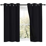 NICETOWN Black 100% Blackout Curtains 45 inches