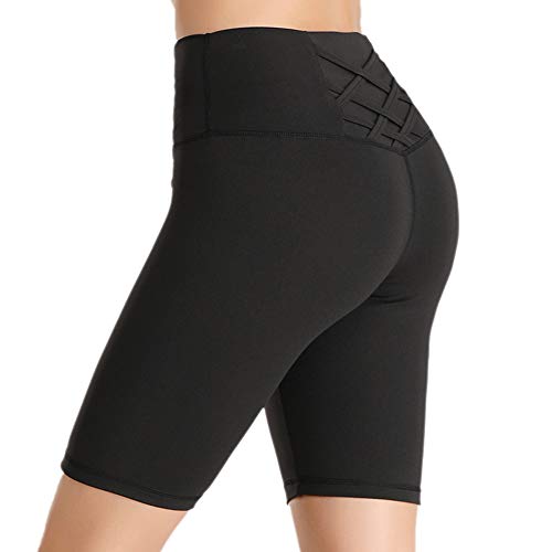 YASEN 3 Pack Womens Yoga Shorts High Waisted Tummy Control Workout Shorts for Women Black