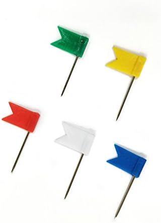 Aoyoho Pack of 100 Map Flag Push Pins / Map Pins (5 Assorted Colors)