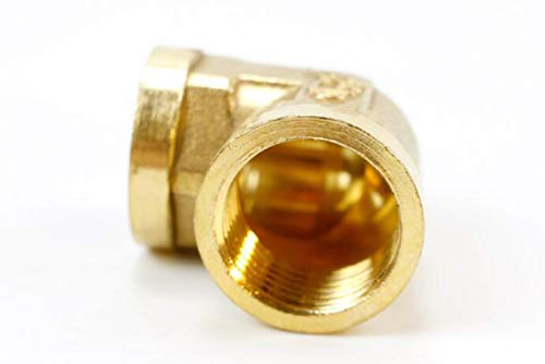 Manloney LLC 2-Pack 1/2" NPT Female Thread 90 Degree Elbow Brass Pipe Adapter Fittings with Seal Tape