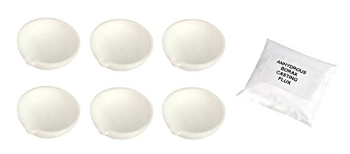 100 Gram Melting Dish Crucible Set with Anhydrous Borax for Precious Metal Torch Melting Gold Silver Casting Refining
