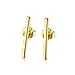 Minimalist 925 Sterling Silver Stud Earrings Modern Bar Geometric Design (Yellow Gold Flashed)
