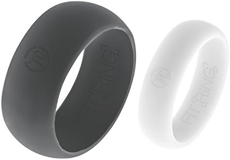 Silicone Wedding Ring His &amp; Hers Set - Fit Ring 2 Pack Rubber Wedding Band - (Black, Blue, Aqua, Gray, Green, Red, Purple, Pink, White) Pick your size and color