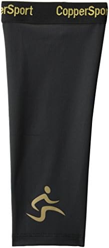 CopperSport Copper Compression Calf Sleeve Support - Suitable for Athletics, Tennis, Golf, Basketball, Sports, Weightlifting, Joint Pain Relief, Injury Recovery, (Single Sleeve) Black, Small